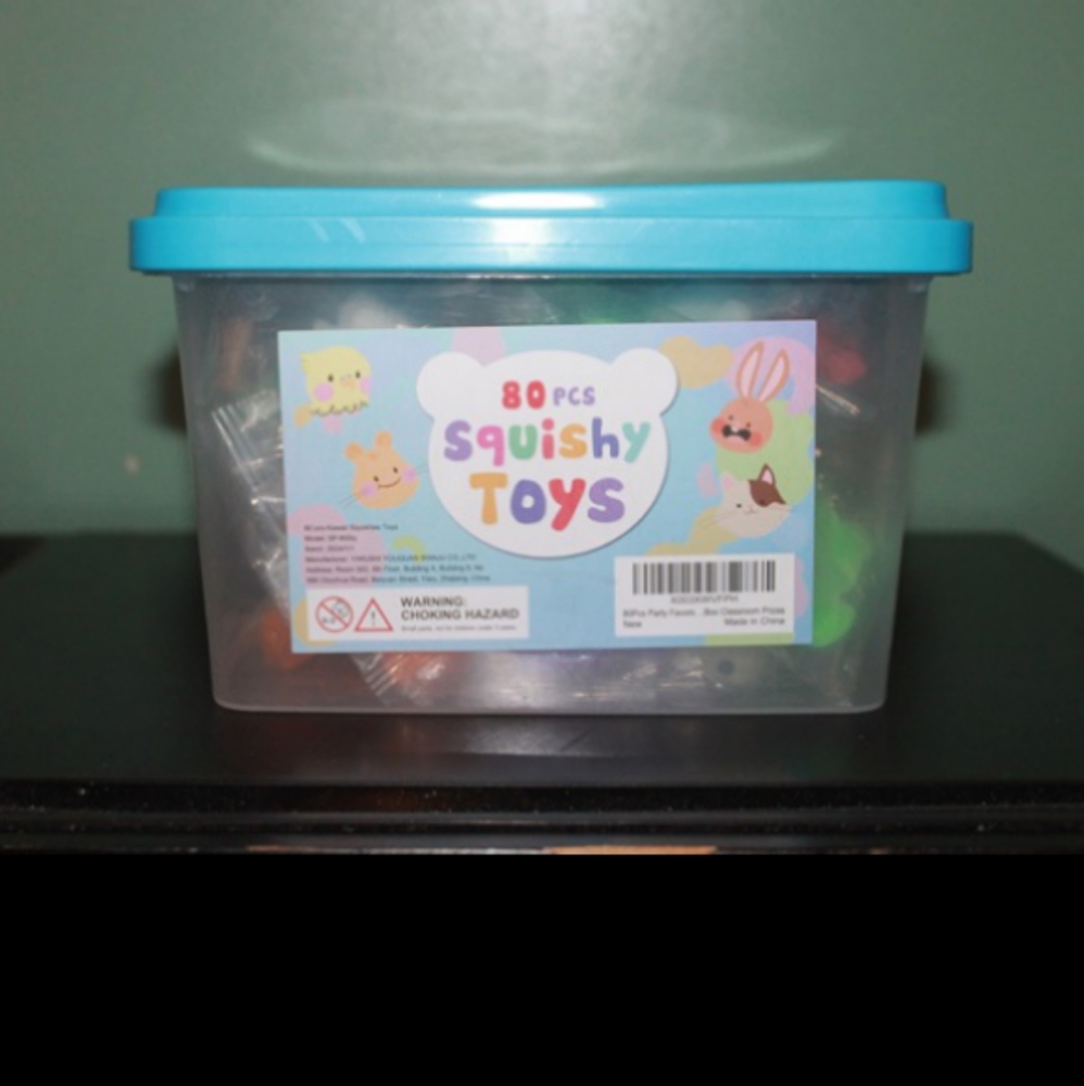 Kawaii Party Favors Box of Classroom Prizes Including 61 Pcs Squishy Toys